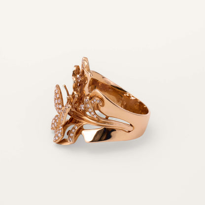 18K Rose Gold Butterfly Diamond Ring - Jewelry And Store