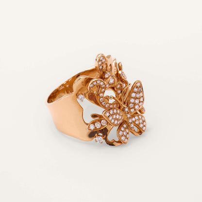 18K Rose Gold Butterfly Diamond Ring - Jewelry And Store
