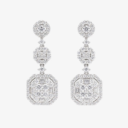 2.61ctw Natural Diamond Triple Drop Earrings in 18K White Gold - JewelryandStore