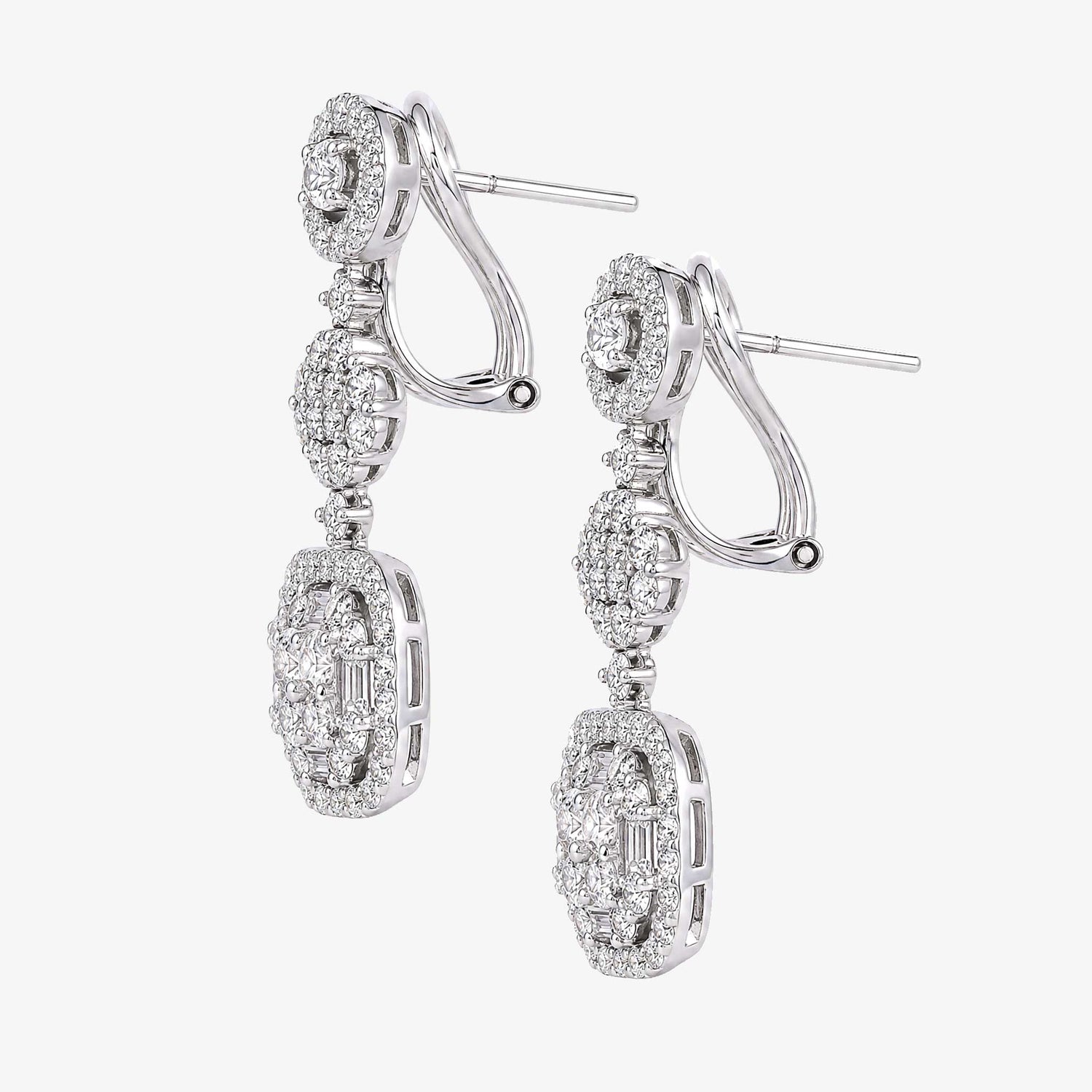 2.61ctw Natural Diamond Triple Drop Earrings in 18K White Gold - JewelryandStore