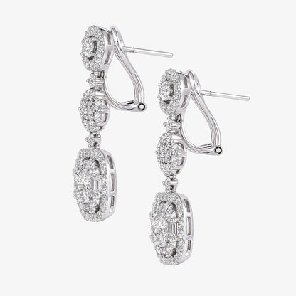 2.61ctw Natural Diamond Triple Drop Earrings in 18K White Gold - JewelryandStore