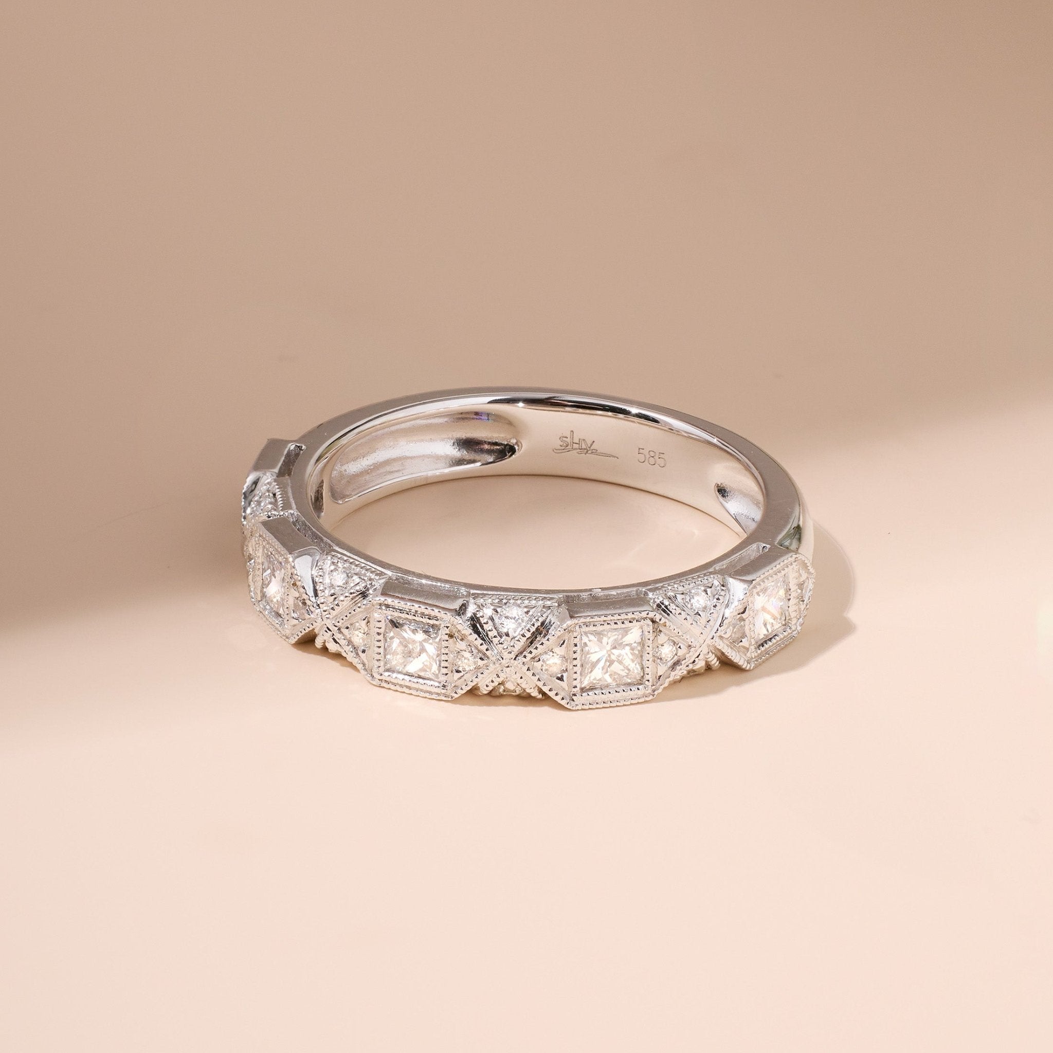 Multi - Diamond Vintage - Style Stackable Band - Jewelry And Store