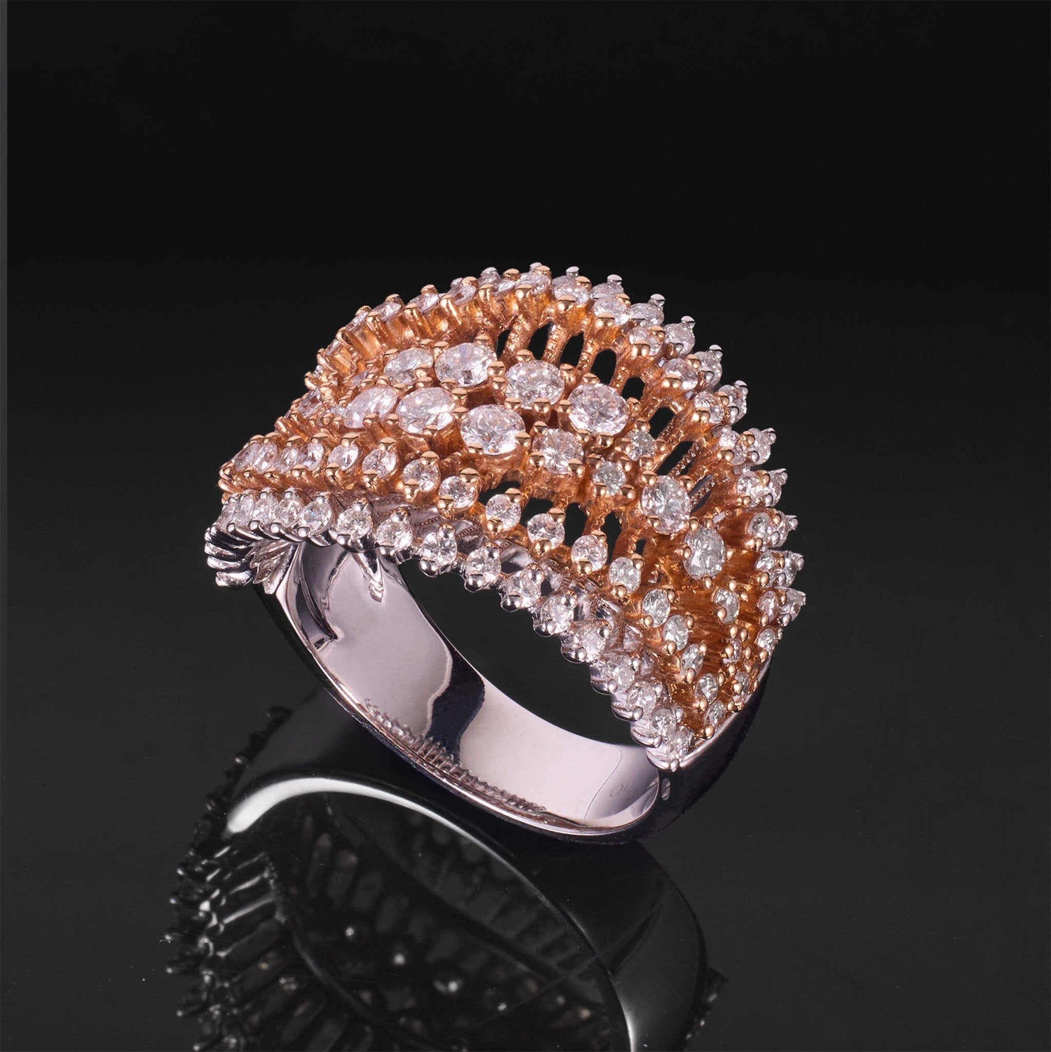 18K Gold Ring with Natural White Diamonds - Jewelry And Store