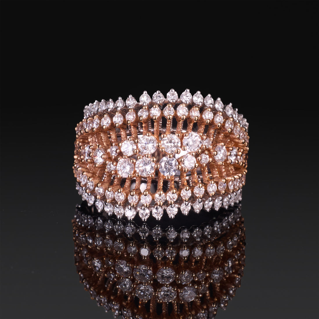 18K Gold Ring with Natural White Diamonds - Jewelry And Store