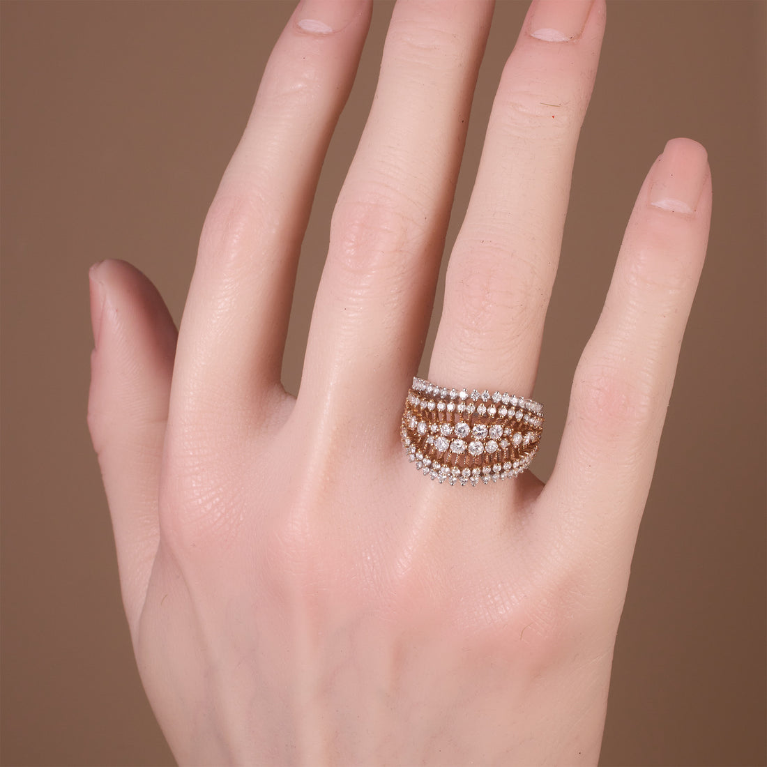 18K Gold Ring with Natural White Diamonds - Jewelry And Store