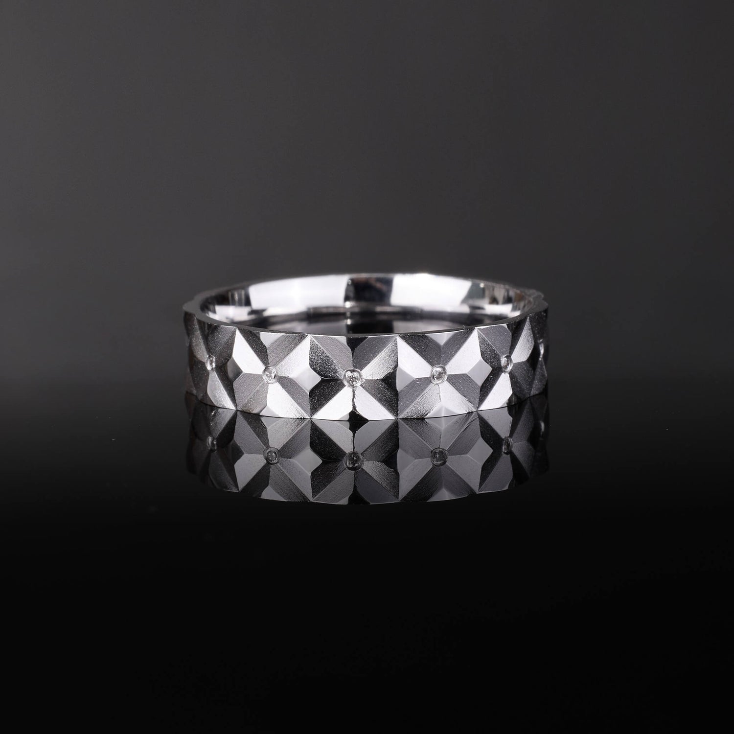 18K Gold Unisex Geometric Band Ring