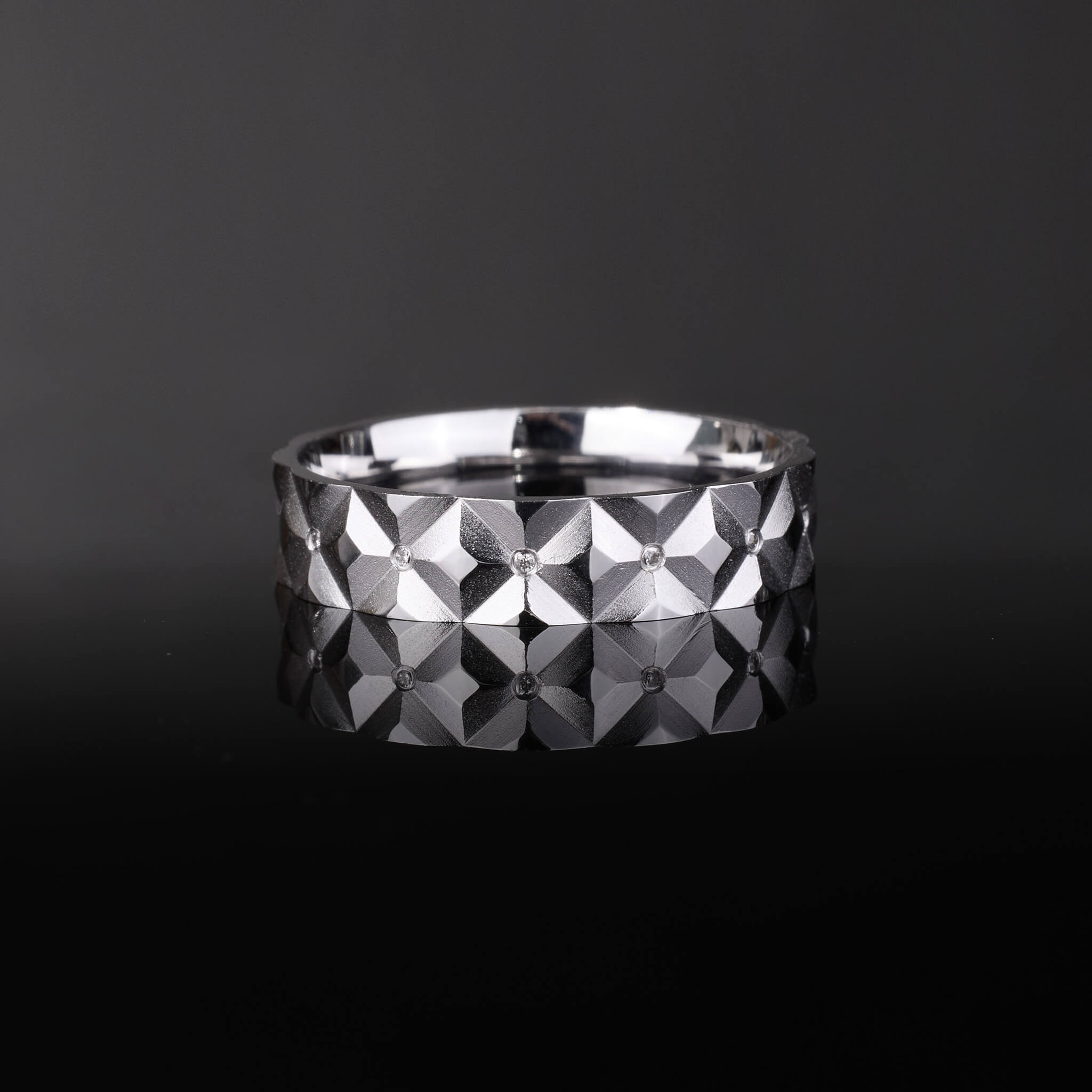 18K Gold Unisex Geometric Band Ring