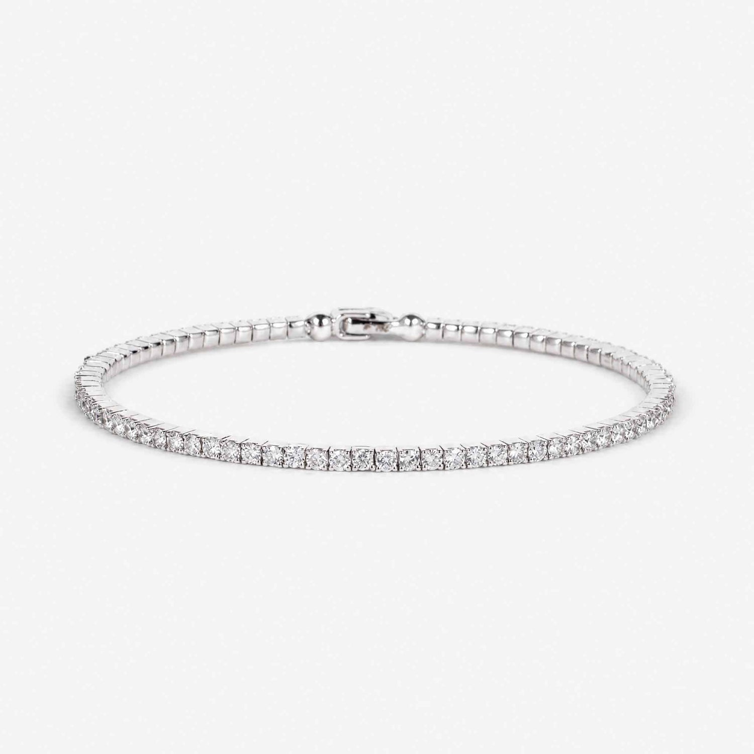 3.07ct Natural Diamond Grid Layout Tennis Bangle in 18K White Gold - JewelryandStore