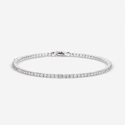 3.07ct Natural Diamond Grid Layout Tennis Bangle in 18K White Gold - JewelryandStore