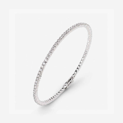 3.07ct Natural Diamond Grid Layout Tennis Bangle in 18K White Gold - JewelryandStore
