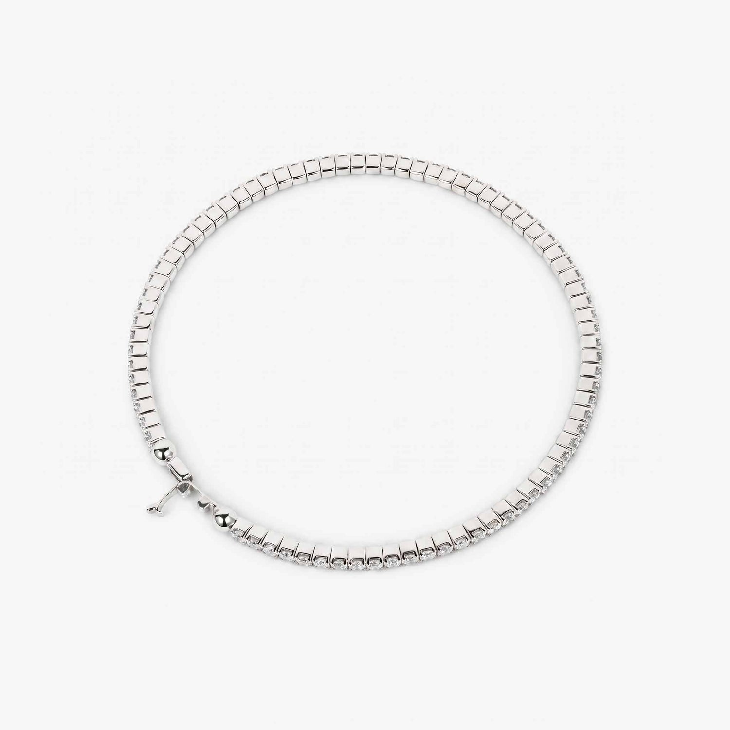 3.07ct Natural Diamond Grid Layout Tennis Bangle in 18K White Gold - JewelryandStore