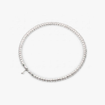 3.07ct Natural Diamond Grid Layout Tennis Bangle in 18K White Gold - JewelryandStore
