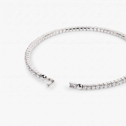 3.07ct Natural Diamond Grid Layout Tennis Bangle in 18K White Gold - JewelryandStore