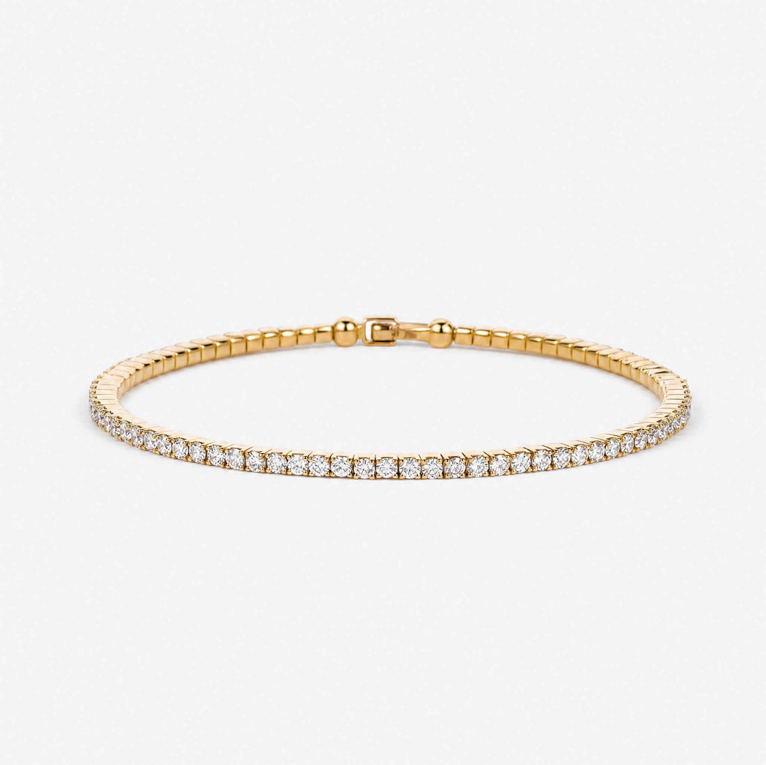 3.08ct Natural Diamond Grid Layout Tennis Bangle in 18K Yellow Gold - JewelryandStore
