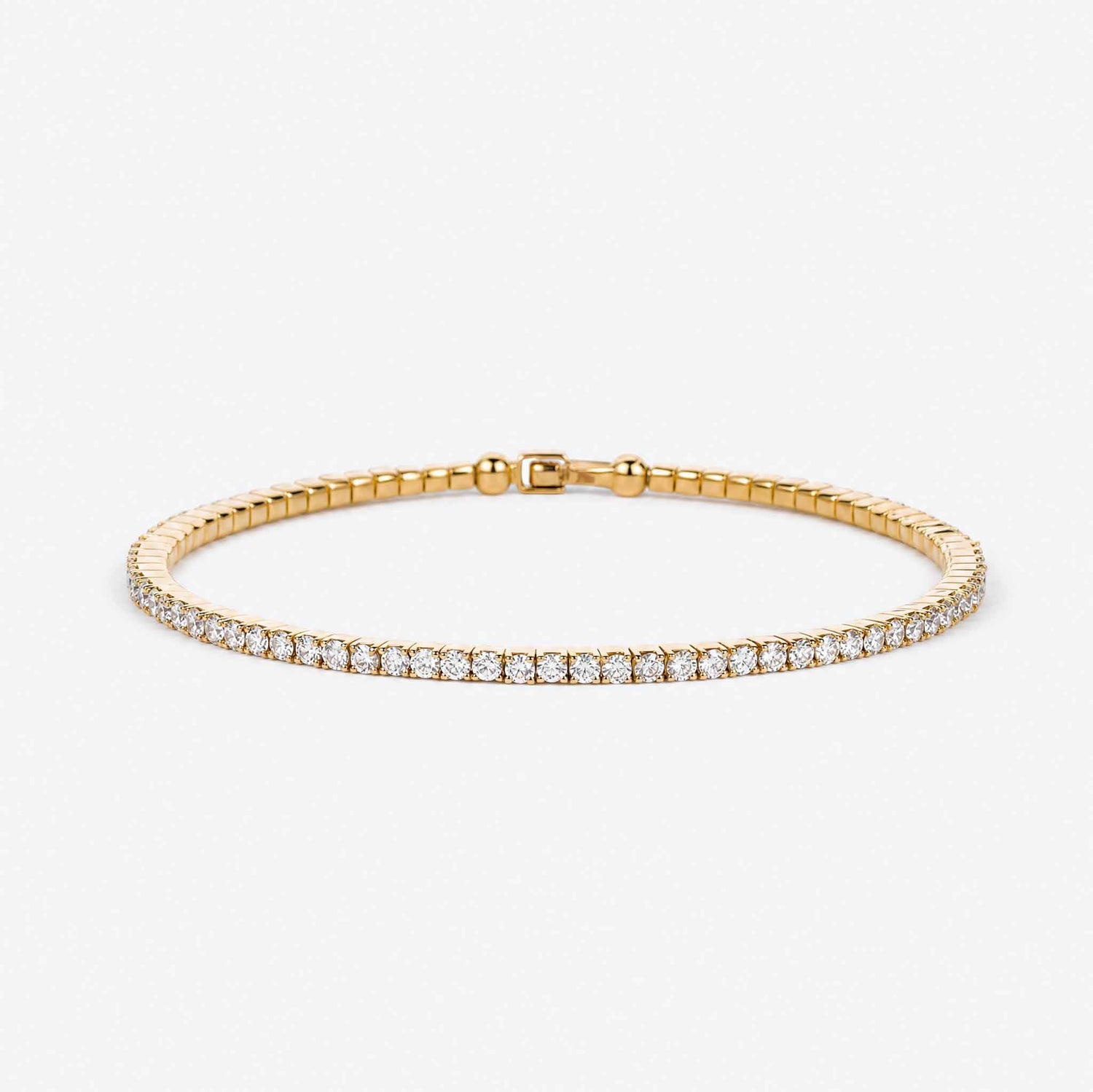 3.08ct Natural Diamond Grid Layout Tennis Bangle in 18K Yellow Gold - JewelryandStore
