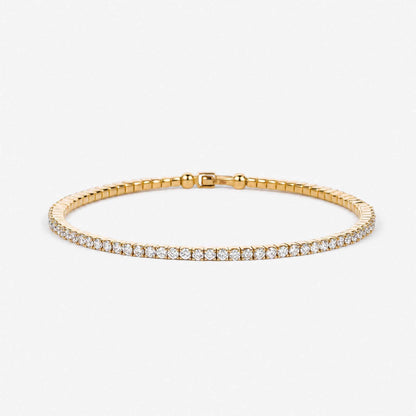 3.09ct Natural Diamond Grid Layout Tennis Bangle in 18K Rose Gold - JewelryAndStore