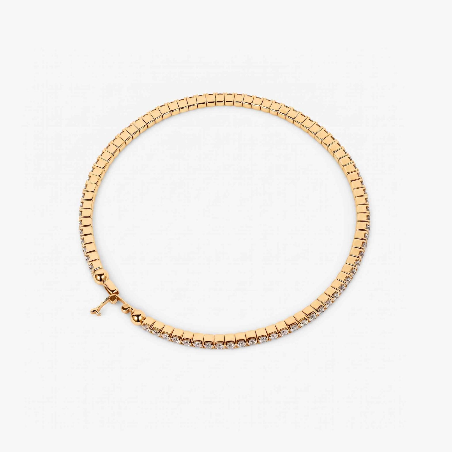 3.08ct Natural Diamond Grid Layout Tennis Bangle in 18K Yellow Gold - JewelryandStore