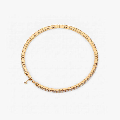 3.08ct Natural Diamond Grid Layout Tennis Bangle in 18K Yellow Gold - JewelryandStore