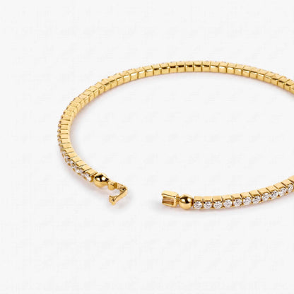 3.08ct Natural Diamond Grid Layout Tennis Bangle in 18K Yellow Gold - JewelryandStore