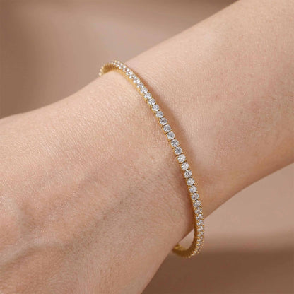 3.09ct Natural Diamond Grid Layout Tennis Bangle in 18K Rose Gold - JewelryAndStore