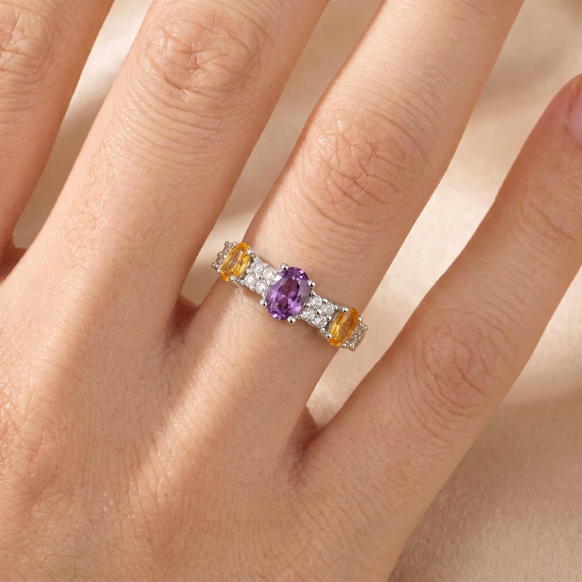 18K Gold Multi-Colored Fancy Sapphire &amp; Diamond Ring