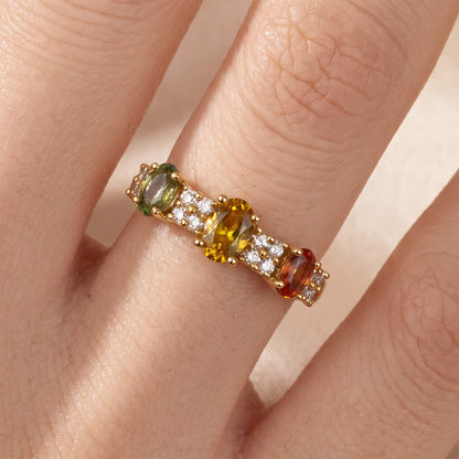 18K Gold Multi-Colored Fancy Sapphire &amp; Diamond Ring