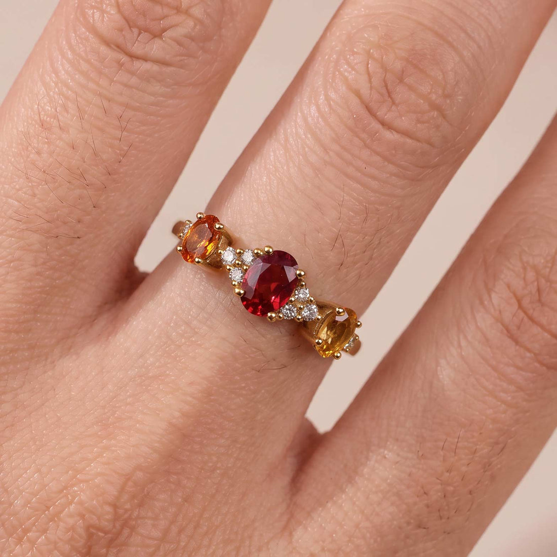 18K Gold Multi-Colored Fancy Sapphire &amp; Diamond Ring - JewelryAndStore