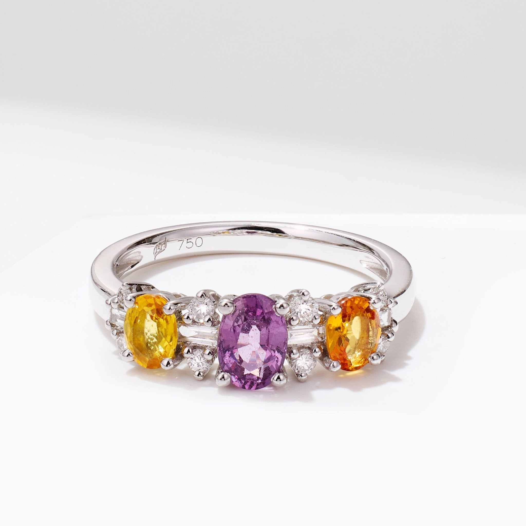 18K Gold Natural Sapphire &amp; Diamond Ring - Jewelry And Store