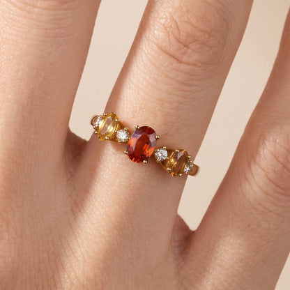 18K Gold Multi-Colored Natural Fancy Sapphire &amp; Diamond Ring