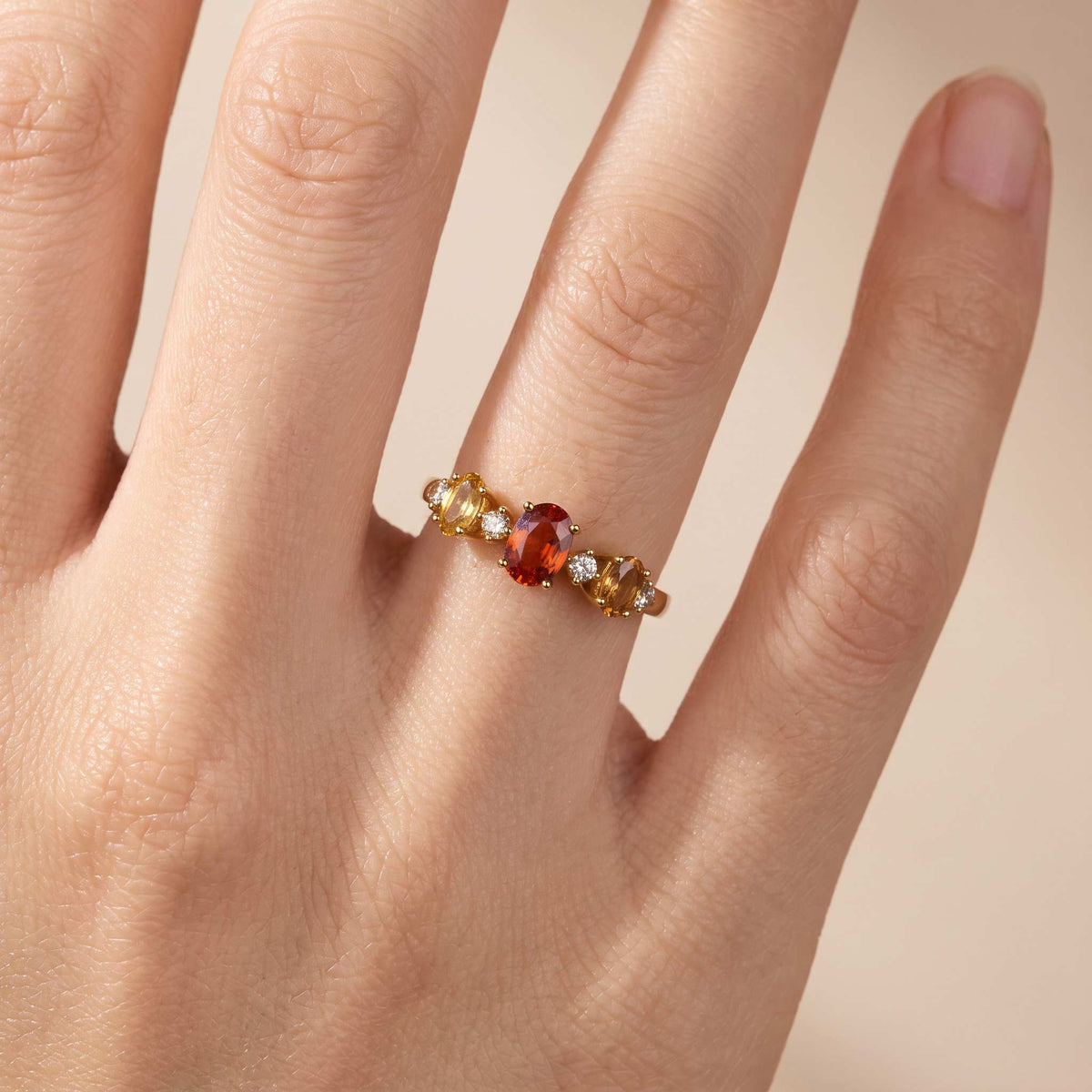18K Gold Multi-Colored Natural Fancy Sapphire &amp; Diamond Ring