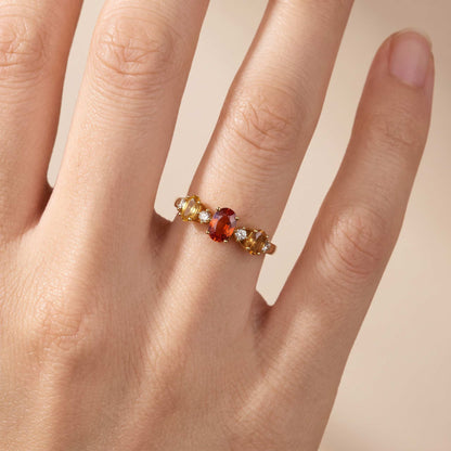 18K Gold Multi-Colored Natural Fancy Sapphire &amp; Diamond Ring