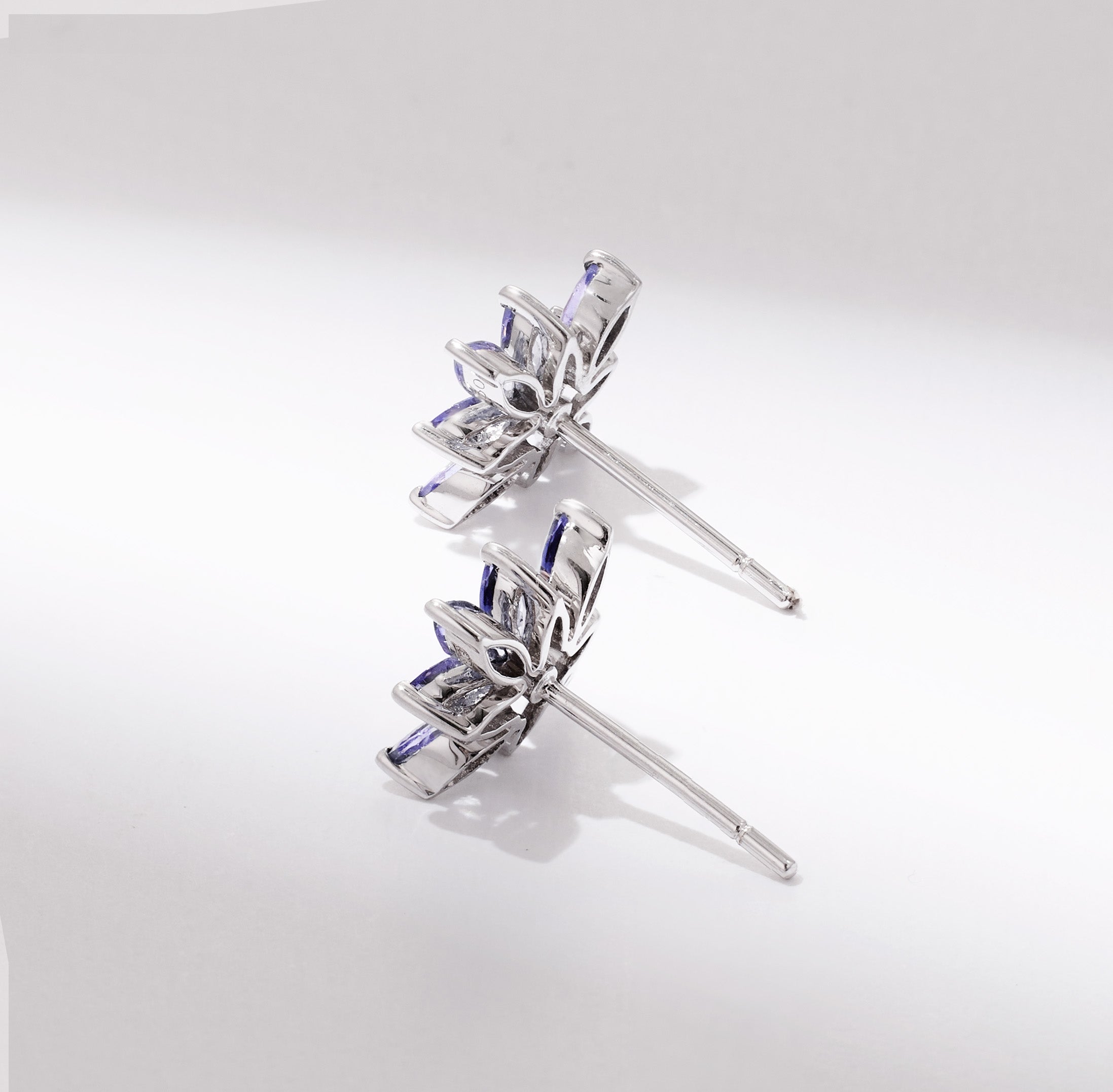 18K Gold Multi - shaped Lavender Tanzanite Flower Stud Earrings - Jewelry And Store