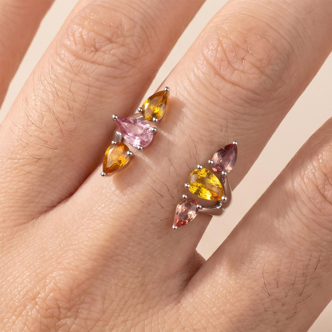 18K Gold Tulip Wrap Ring with Natural Fancy Sapphire - JewelryAndStore