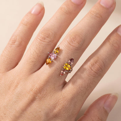 18K Gold Tulip Wrap Ring with Natural Fancy Sapphire - JewelryAndStore