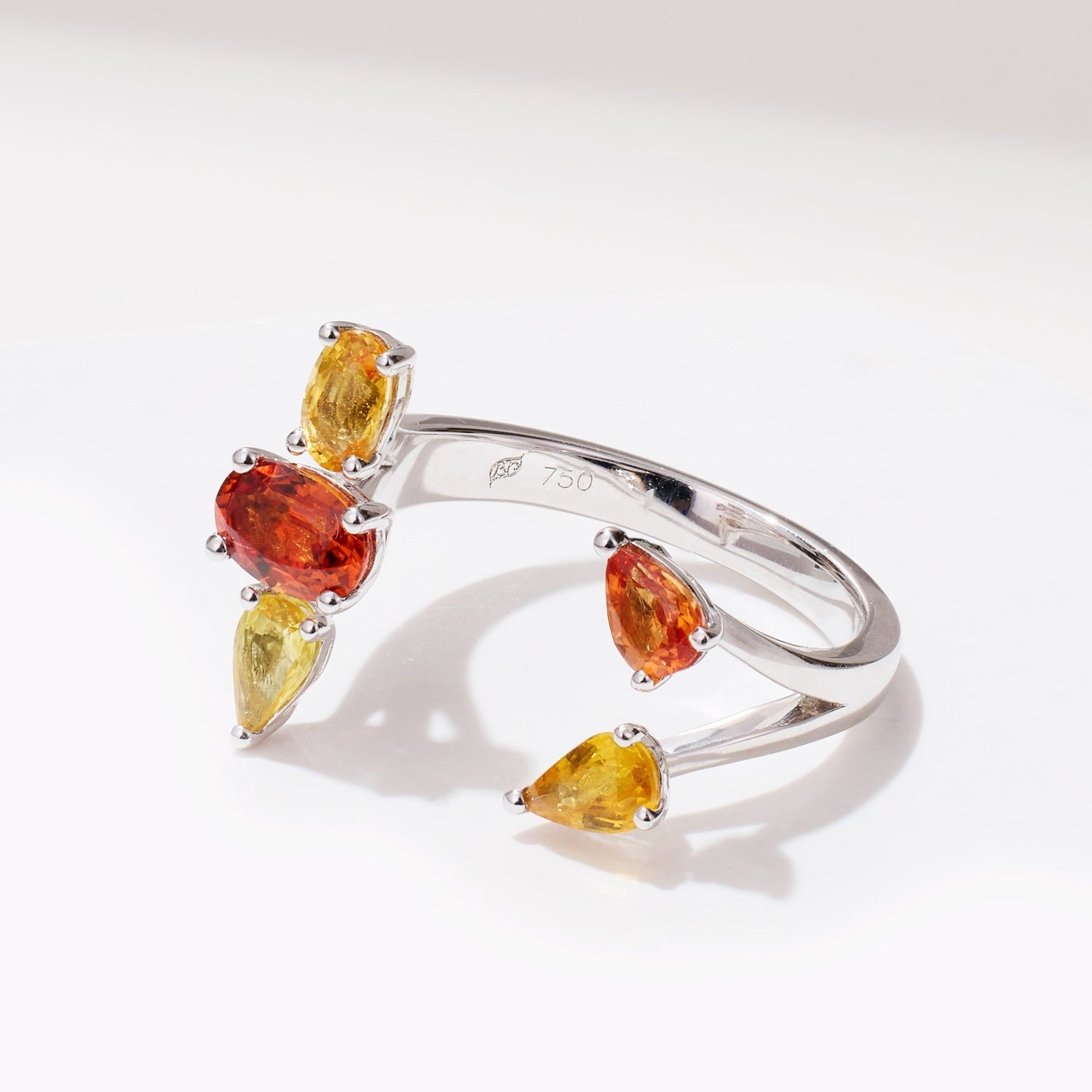 18K Gold Tulip Wrap Ring with Natural Fancy Sapphire - Jewelry And Store
