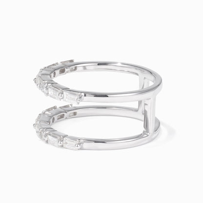 Double Row Natural Diamond Ring in 18K White Gold - JewelryAndStore