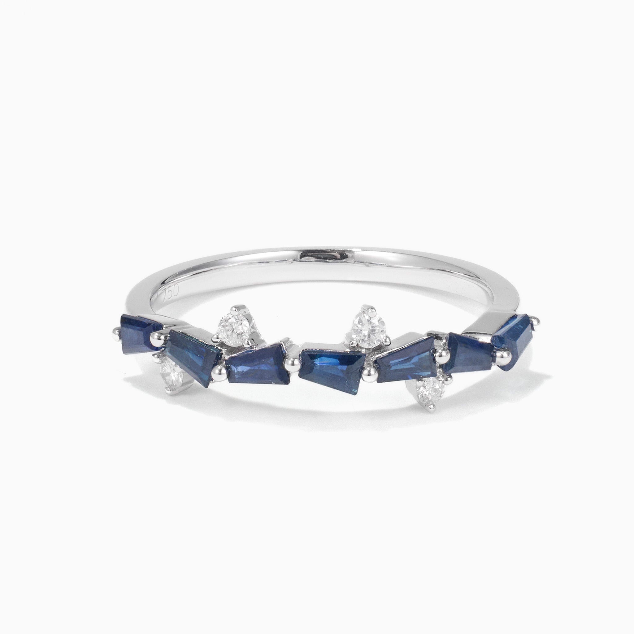 18K Gold Natural Sapphire and Diamond Stackable Ring - JewelryAndStore