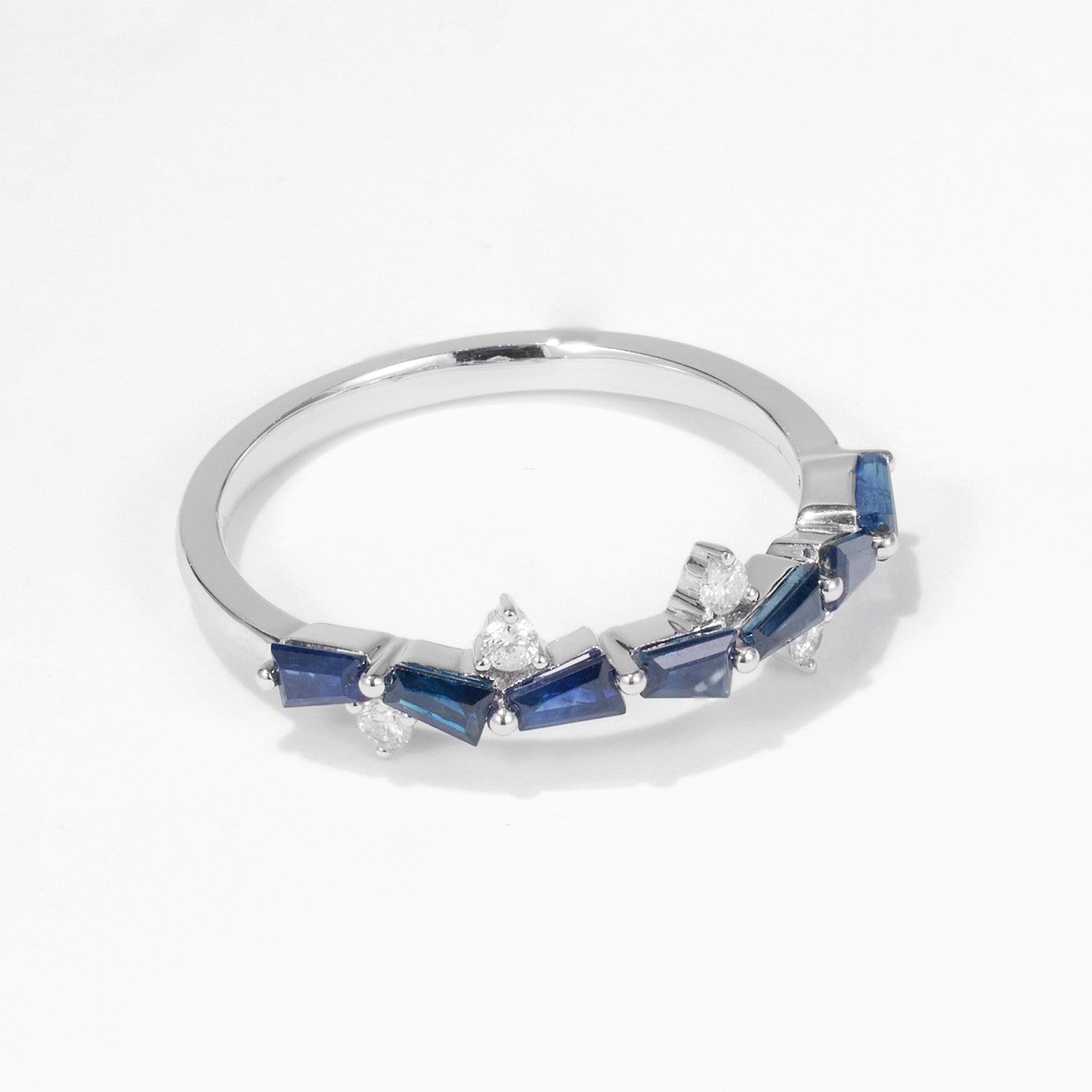 18K Gold Natural Sapphire and Diamond Stackable Ring - JewelryAndStore