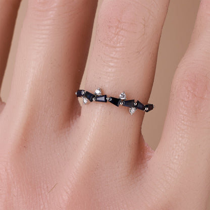 18K Gold Natural Sapphire and Diamond Stackable Ring - JewelryAndStore
