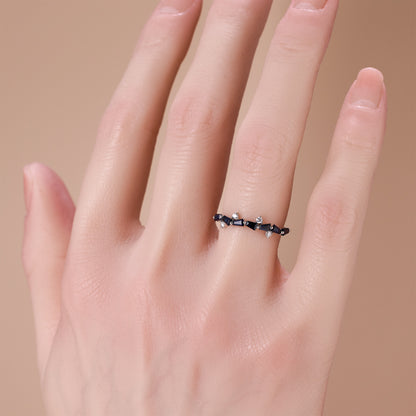 18K Gold Natural Sapphire and Diamond Stackable Ring - JewelryAndStore