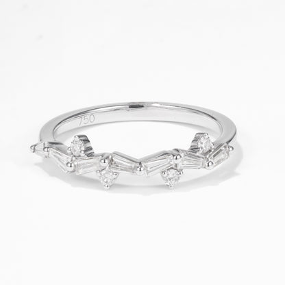 18K Gold Natural Baguette Diamond Stackable Ring - JewelryAndStore