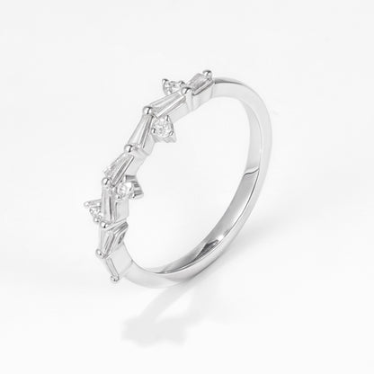 Natural Diamond Zig Zag Band Ring in 18K White Gold - JewelryAndStore