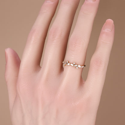 18K Rose Gold Natural Baguette Diamond Stackable Ring - JewelryAndStore