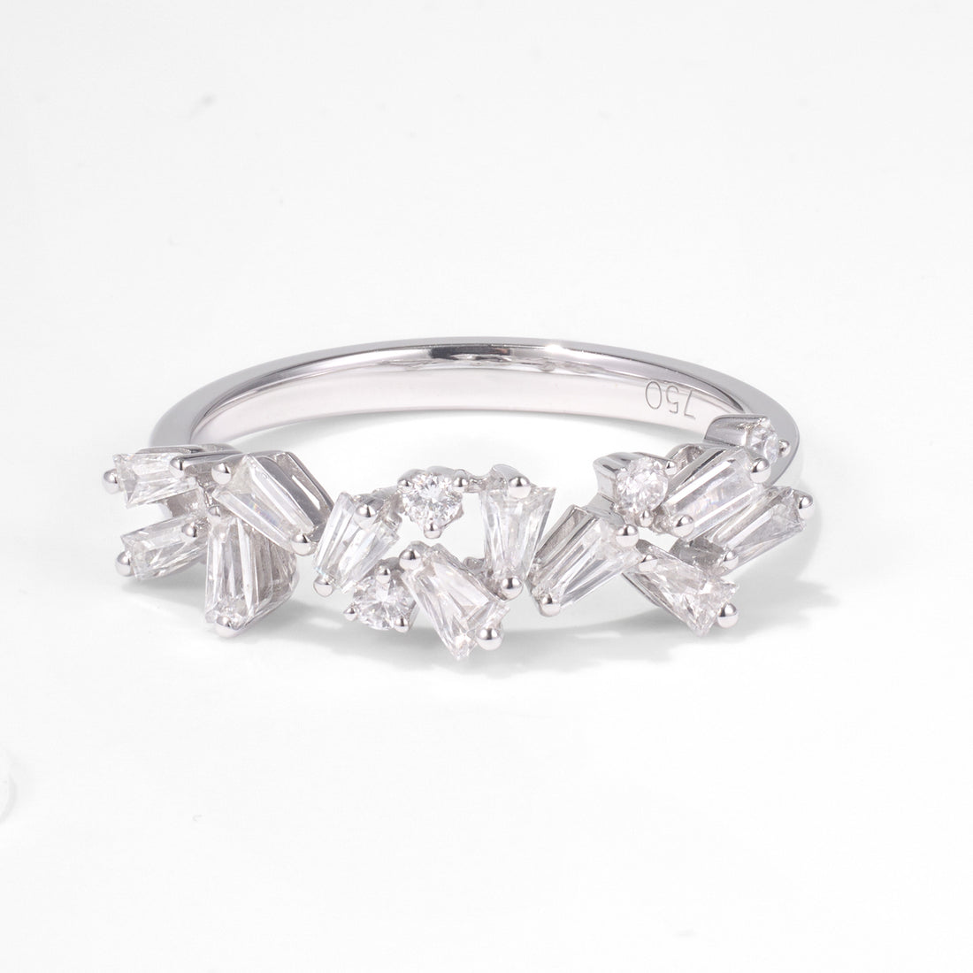 Natural Diamond Band Ring in 18K White Gold - JewelryAndStore
