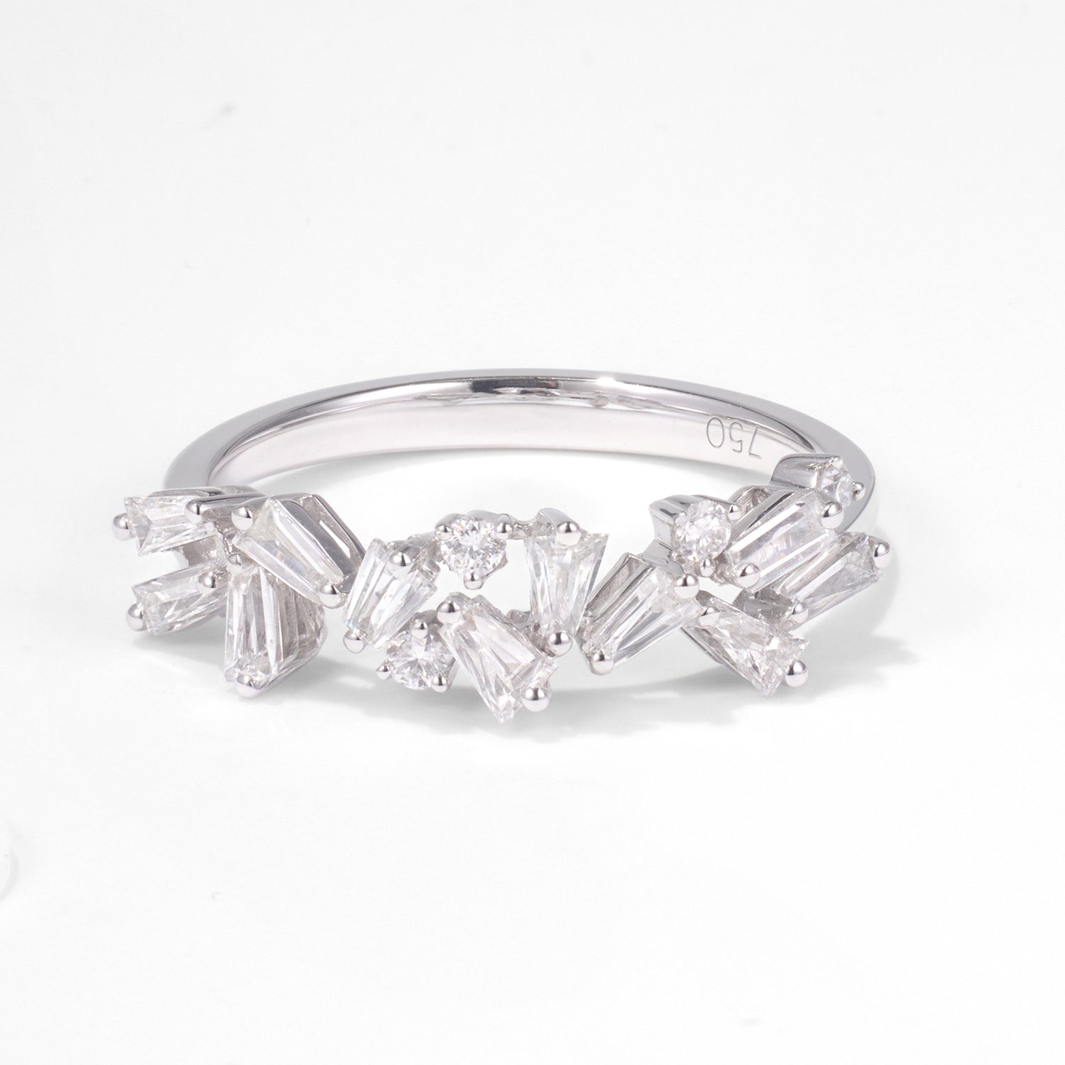 Natural Diamond Band Ring in 18K White Gold - JewelryAndStore