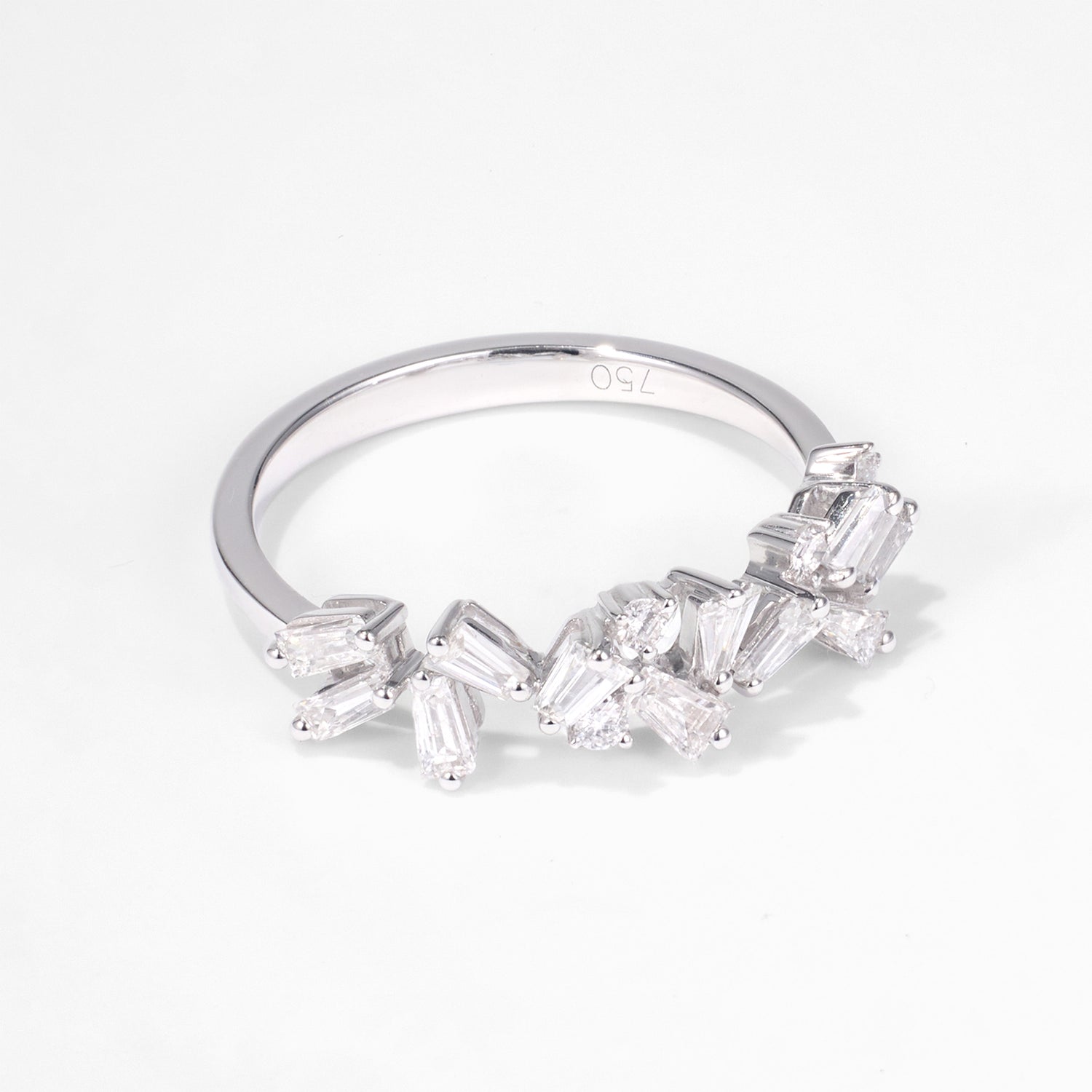 Natural Diamond Band Ring in 18K White Gold - JewelryAndStore