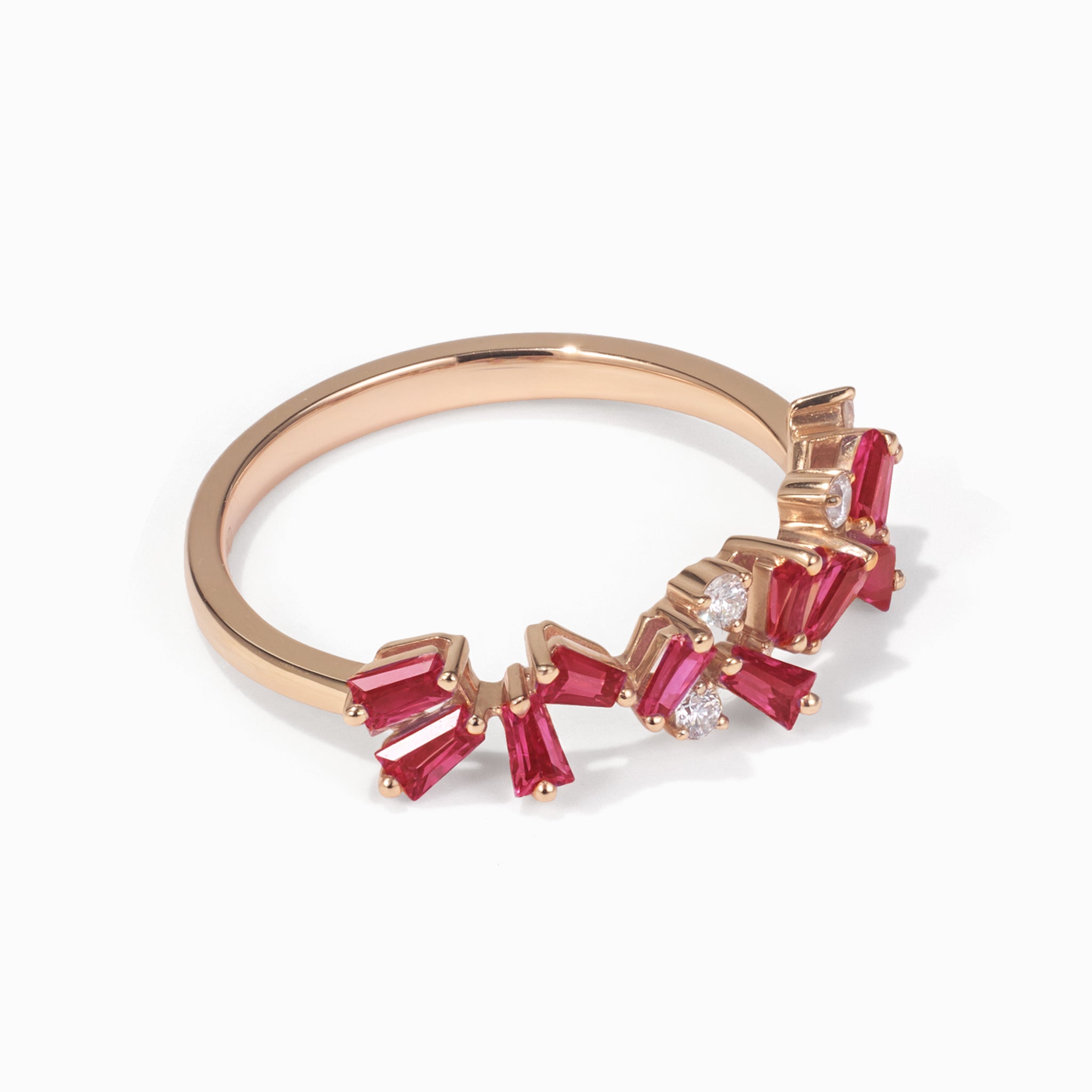 18K Gold Natural Diamond &amp; Ruby Band - Jewelry And Store