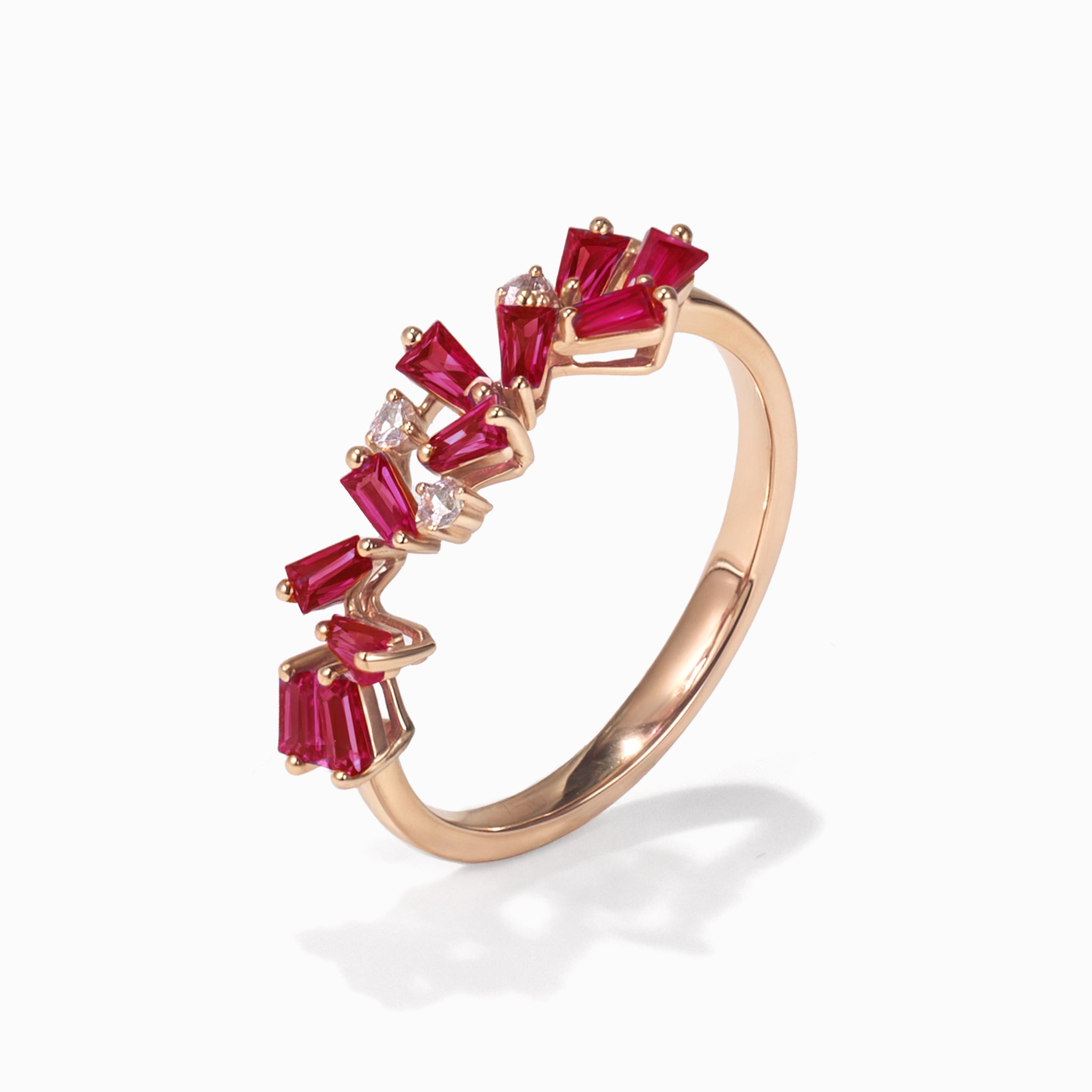 18K Gold Natural Diamond &amp; Ruby Band - Jewelry And Store