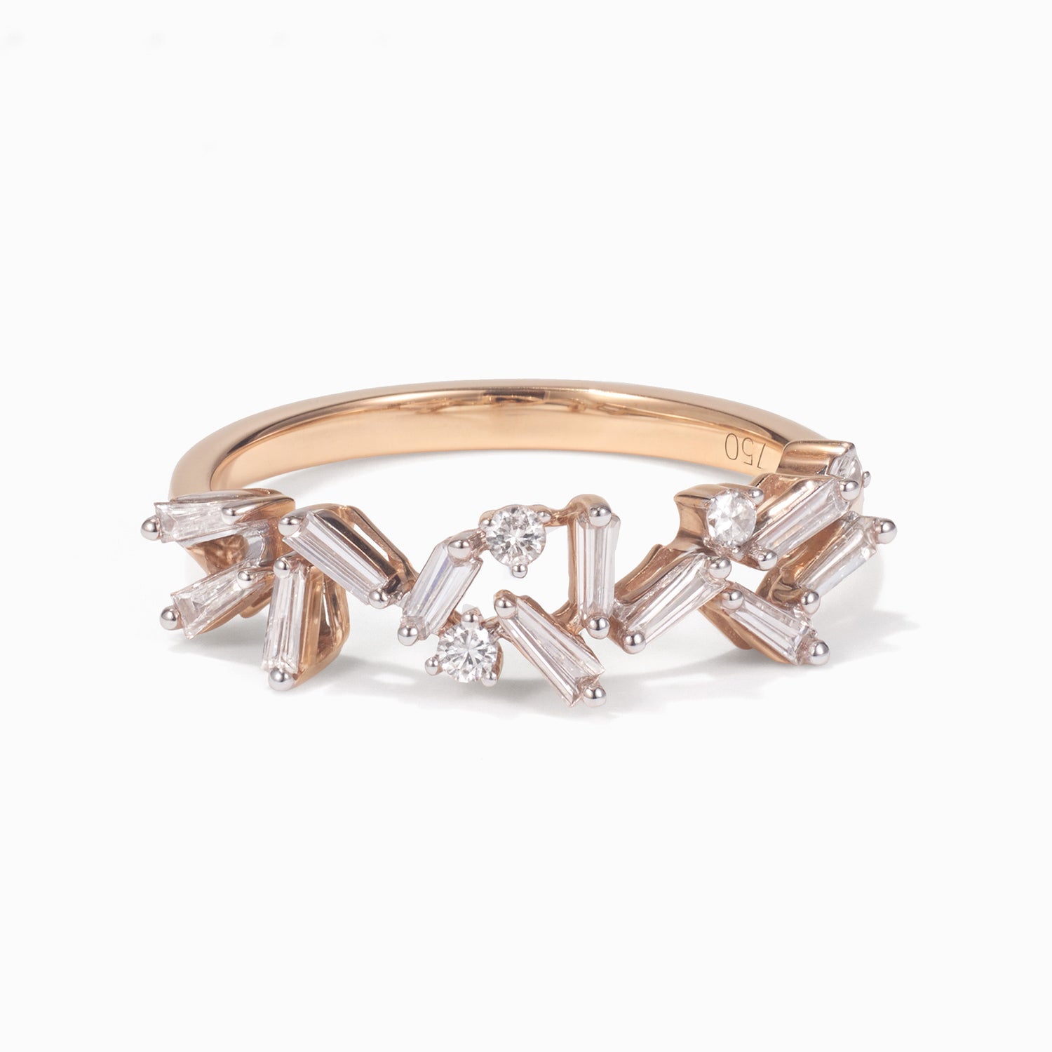 Natural Diamond Band Ring in 18K Rose Gold - JewelryAndStore