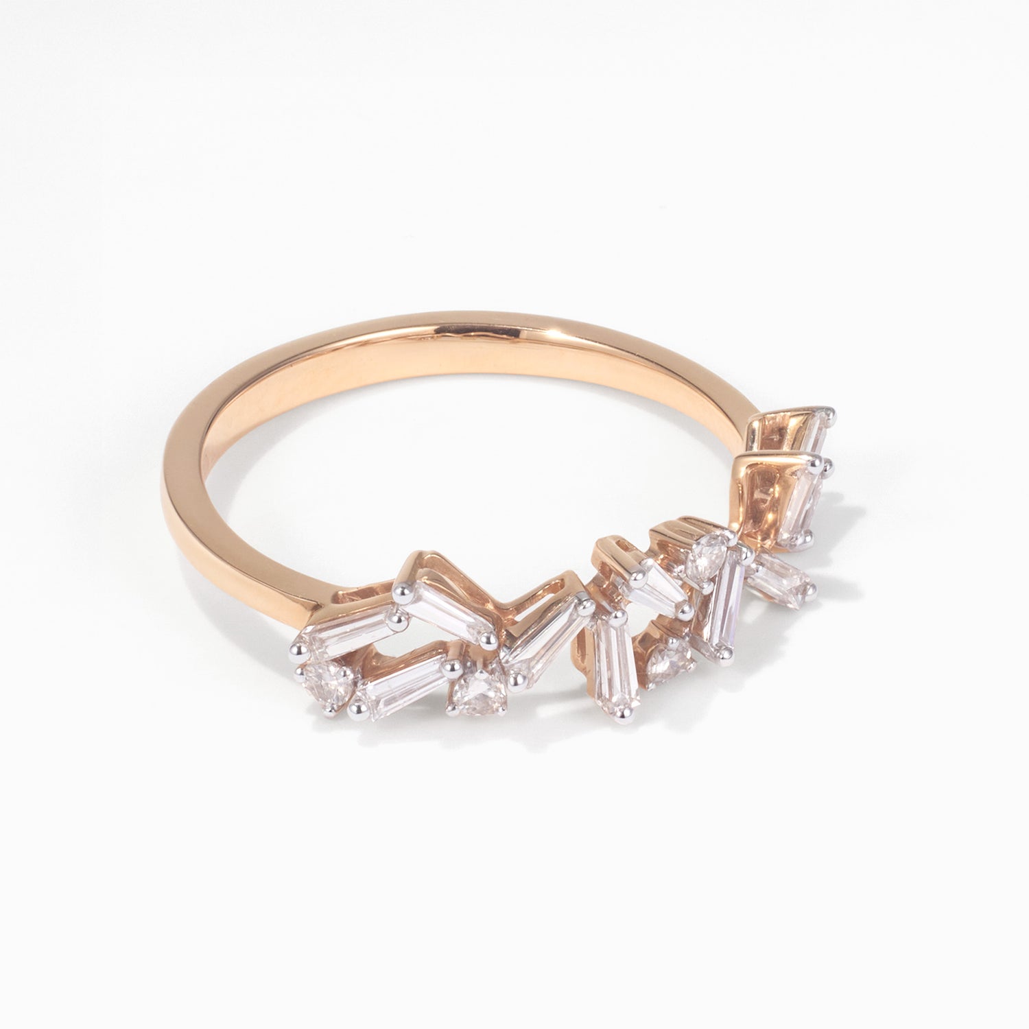 Natural Diamond Band Ring in 18K Rose Gold - JewelryAndStore